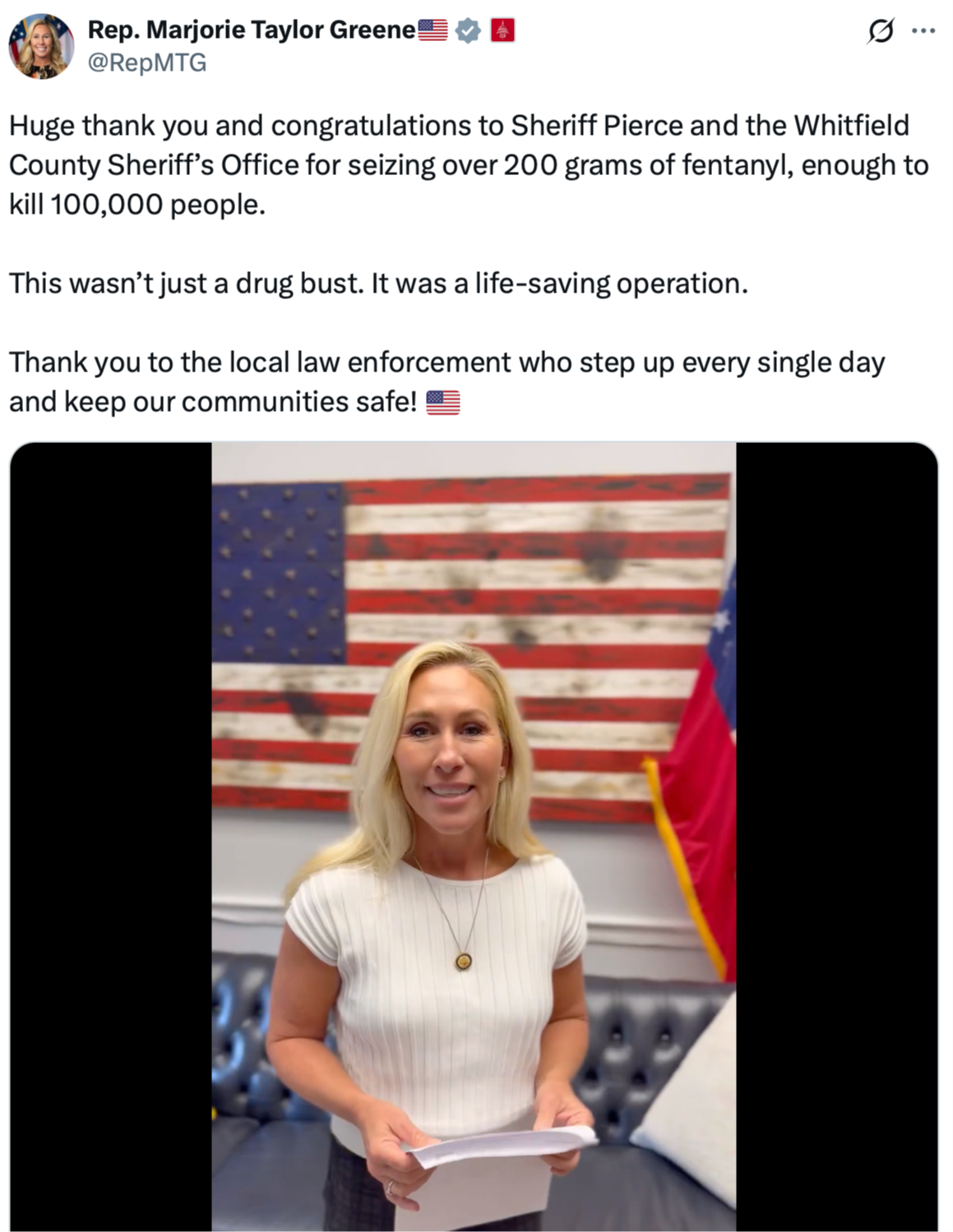 Thank you to the Whitfield County Sheriff's Office