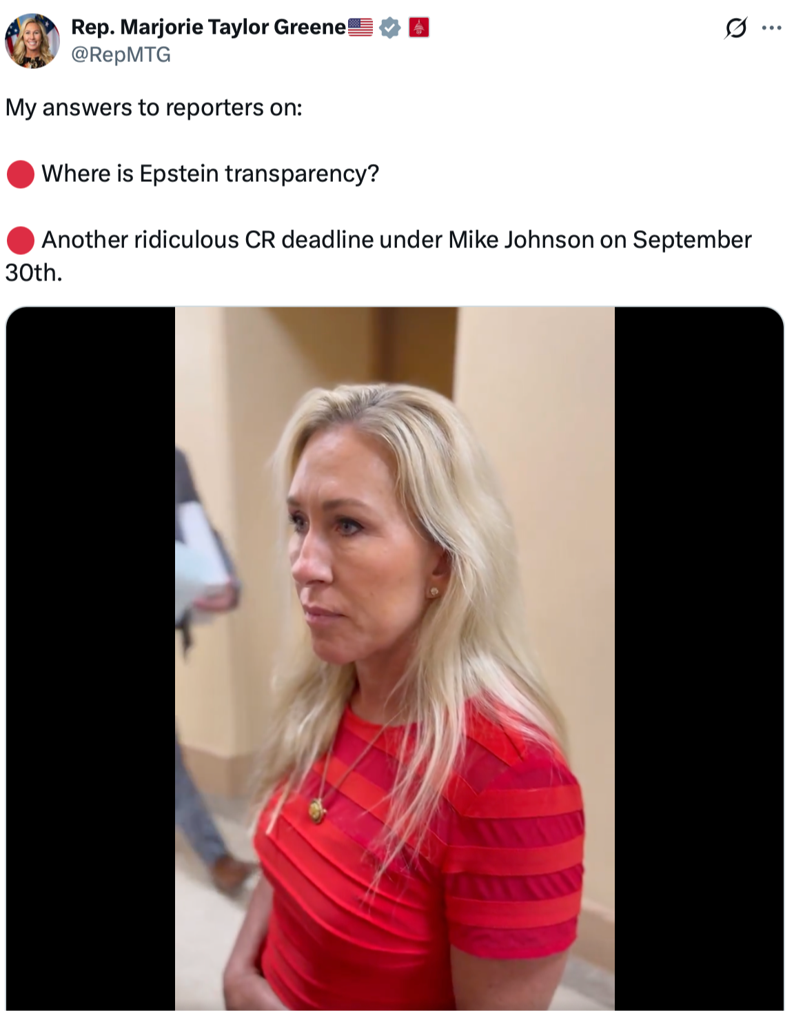 My answers to reporters on: Where is Epstein transparency? Another CR?