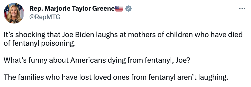 Joe Biden laughs at fentanyl victims