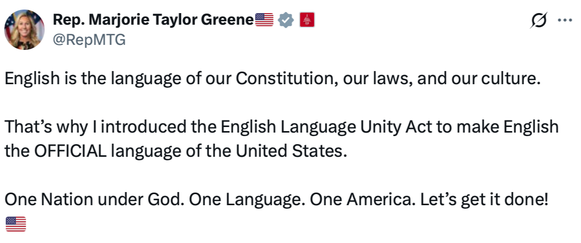We must pass my English Language Unity Act!