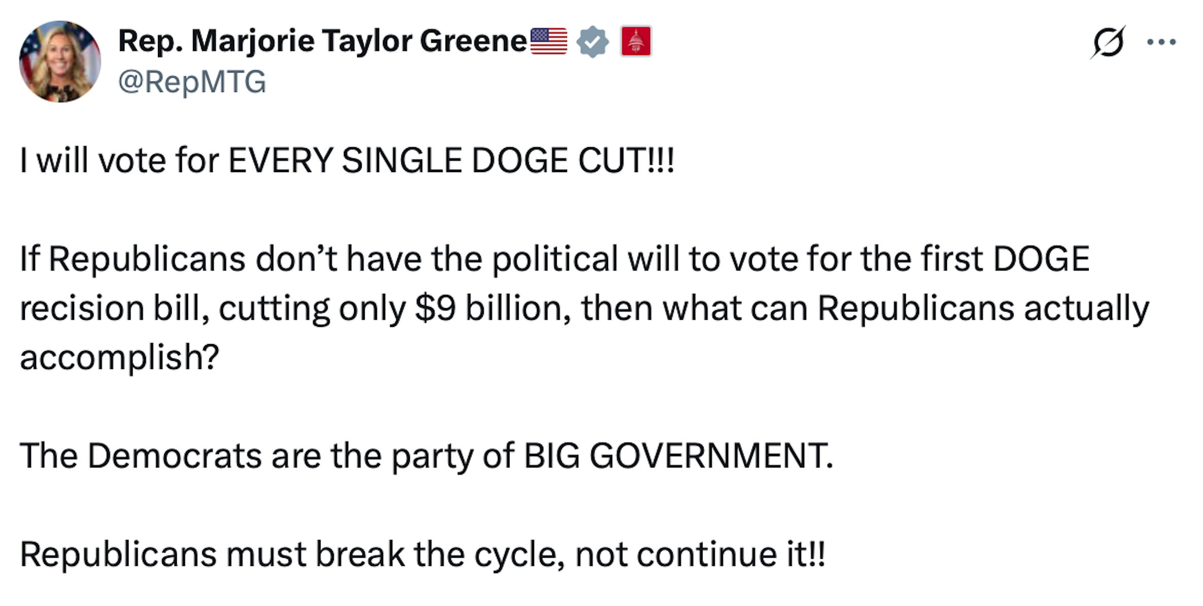 DOGE Cuts Tweet