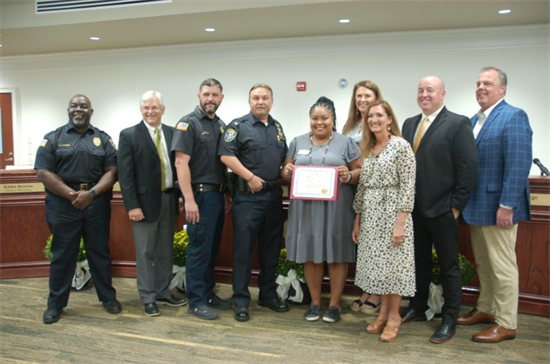 Calhoun Principal Misty Lewis Honored by Police Department and School Board