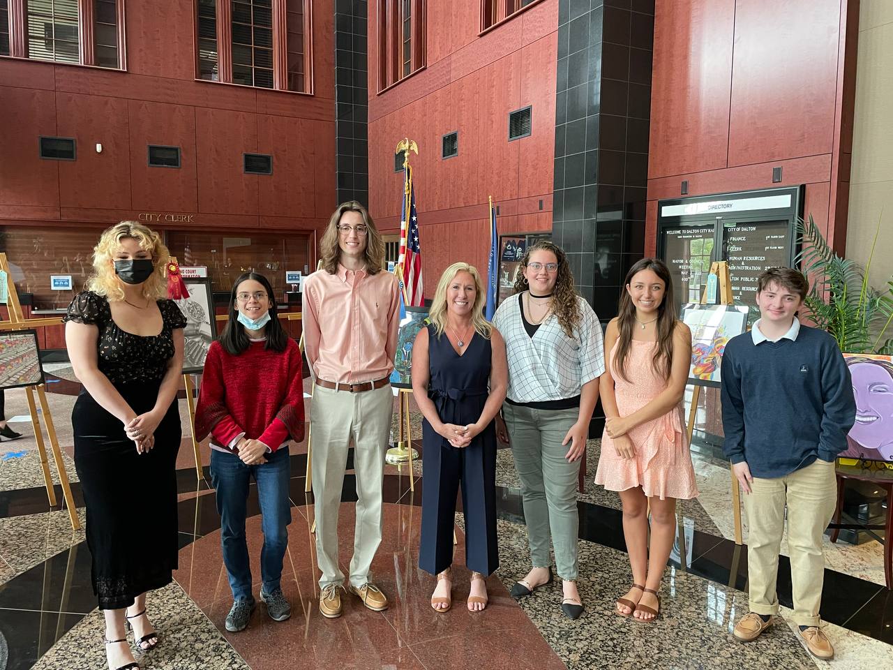 ongresswoman Marjorie Taylor Greene with Winners of the GA-14 Congressional Art Competition